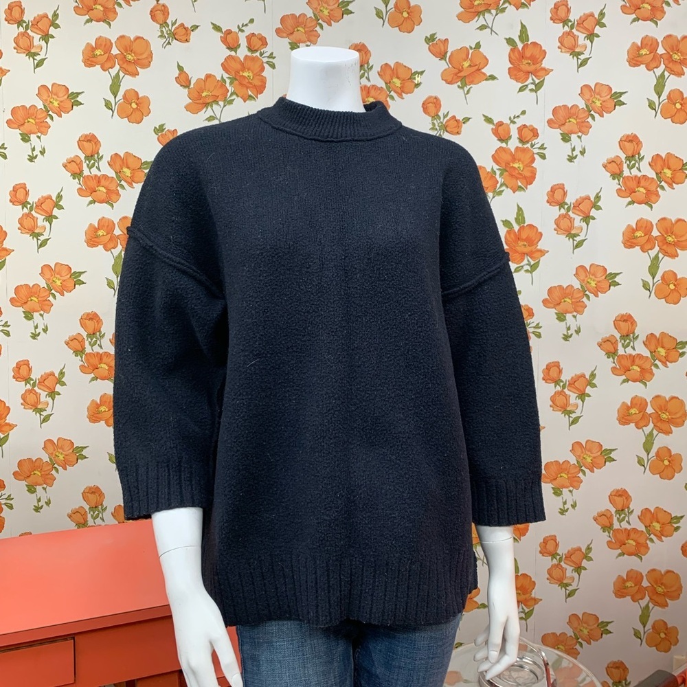 Free People Peaches Tunic Sweater Black Oversized sz Extra Small PW2501